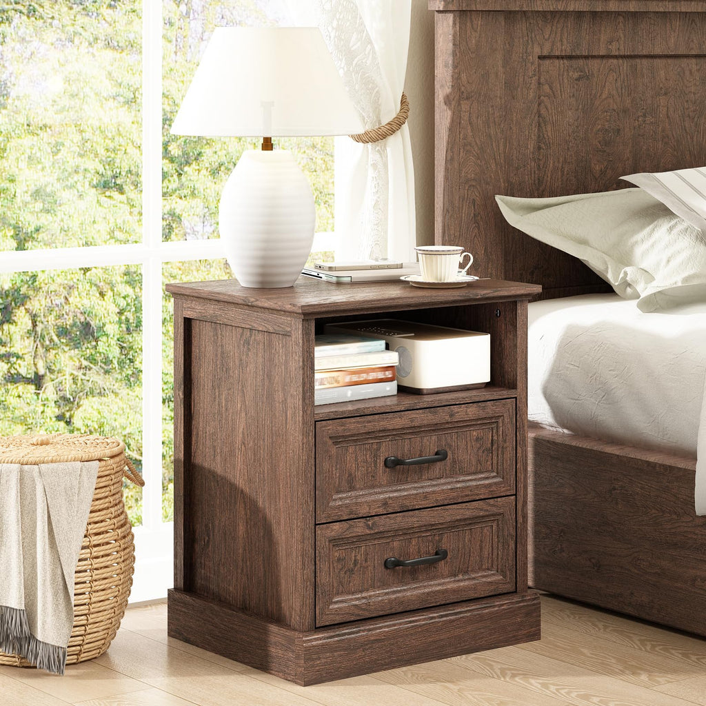 Brown 2 Drawer Nightstand Set of 2 G9198