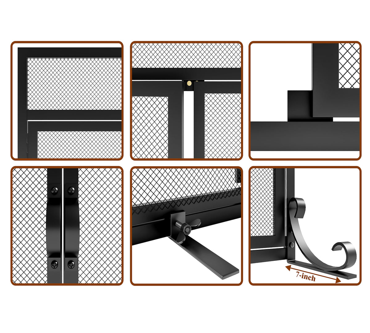 Heavy Duty Steel Mesh Fireplace Screen with Double Doors N47371