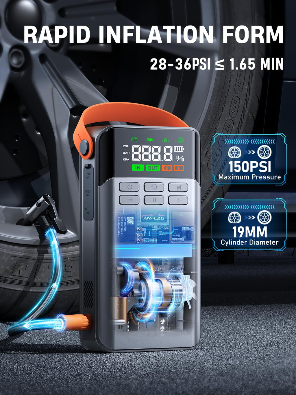 8-in-1 Car Jump Starter with Air Compressor S6106