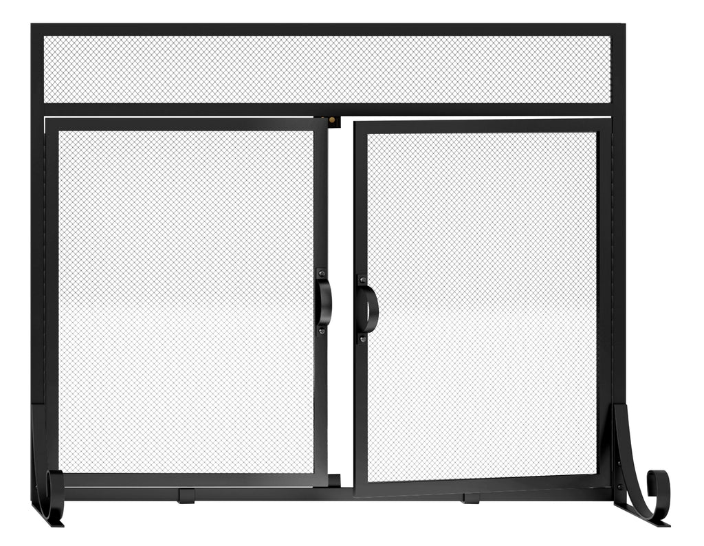 Heavy Duty Steel Mesh Fireplace Screen with Double Doors N47371