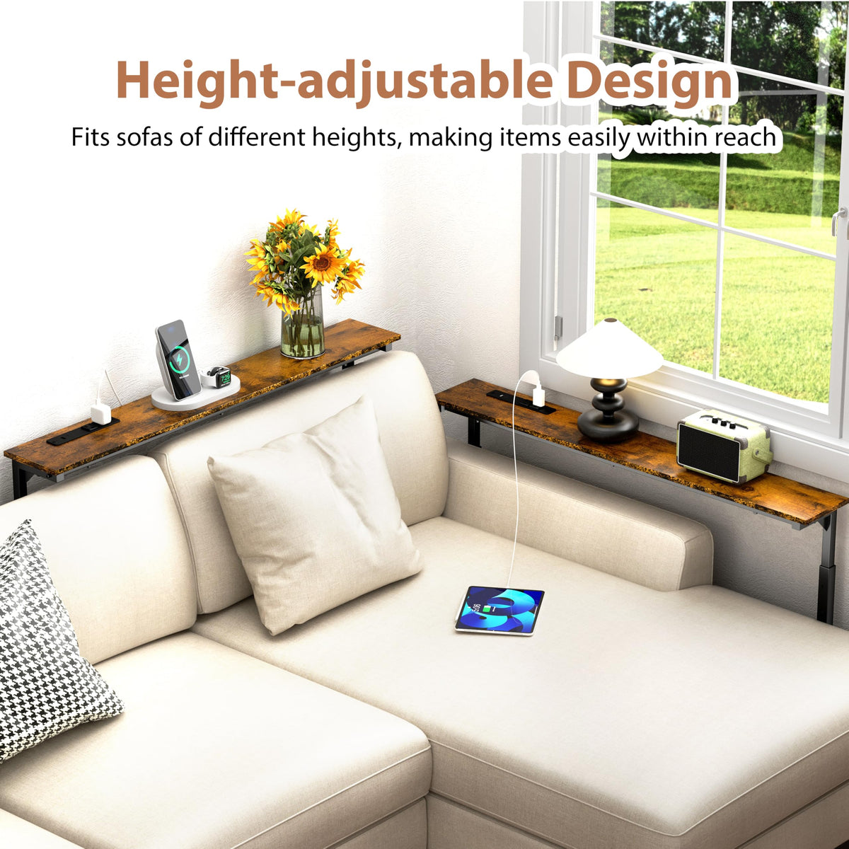 2 Pack Narrow Console Table with Power Outlets F45435