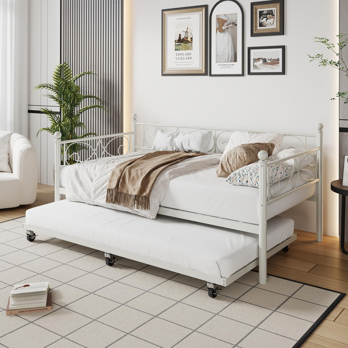 White Twin Daybed with Trundle S7050