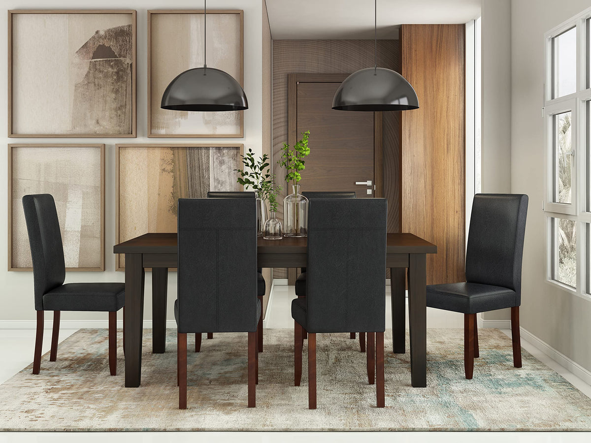 Vegan Leather Parsons Dining Chairs Black Set of 2 M895