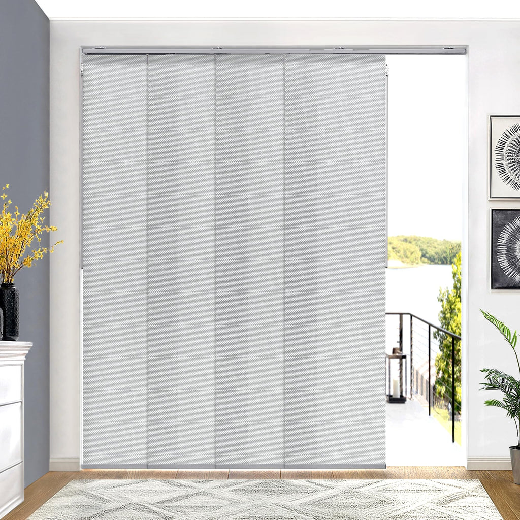 Adjustable Light Filtering Grey Panel Track Blinds Y613