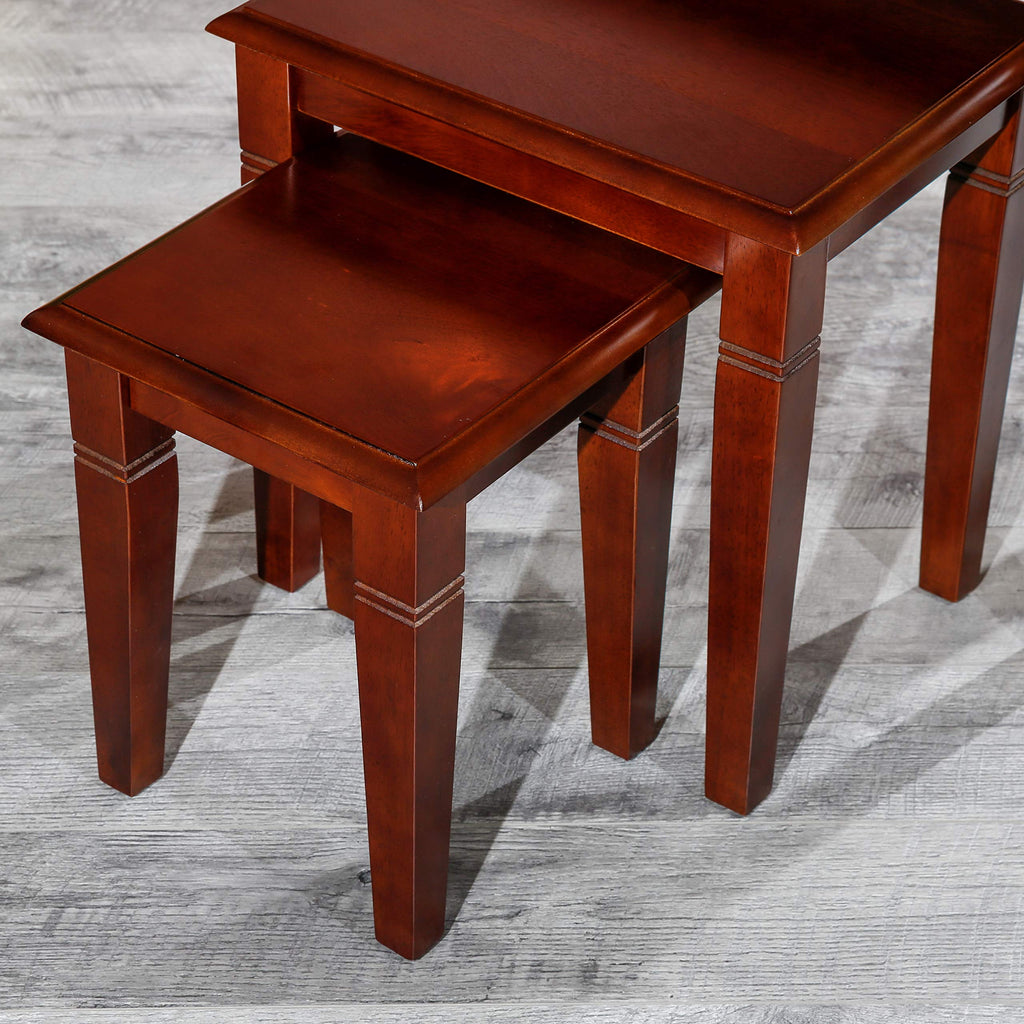 Wooden Nesting Tables Set of 3 Cherry Finish A6946